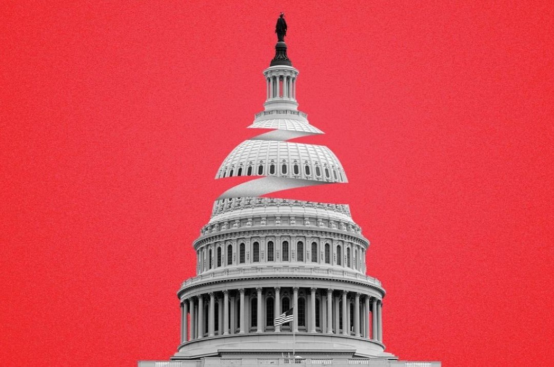 Capitol Building with solid red background